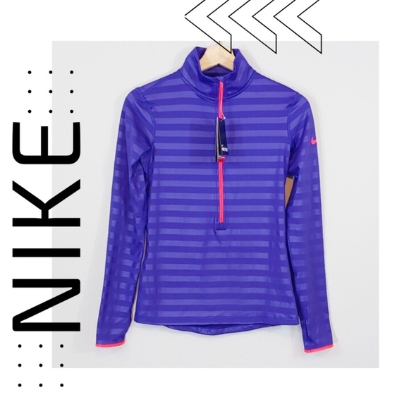 Nike Jackets & Blazers - NIKE Pro Hyperwarm Striped Purple Half Zip Jacket